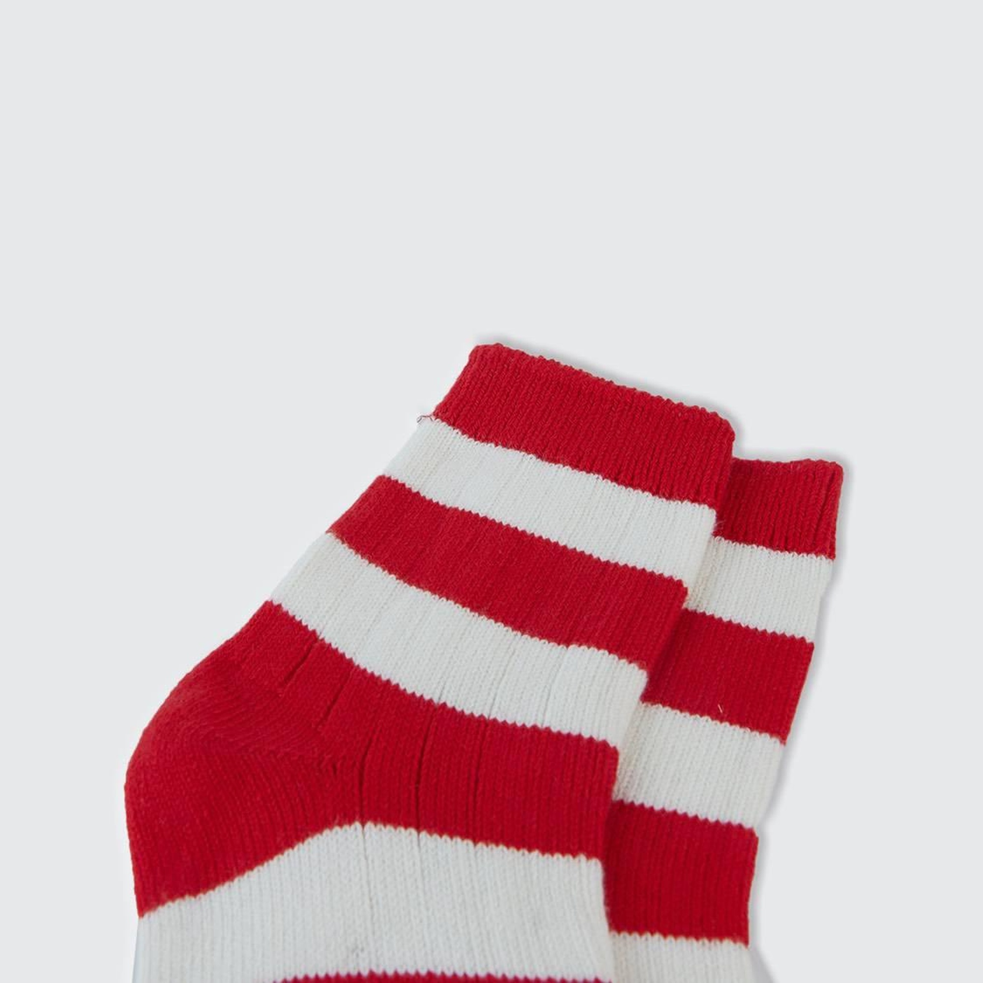 Erkek Çocuk Kırmızı Çizgili Çizgili Fitilli Uzun Soket Çorap