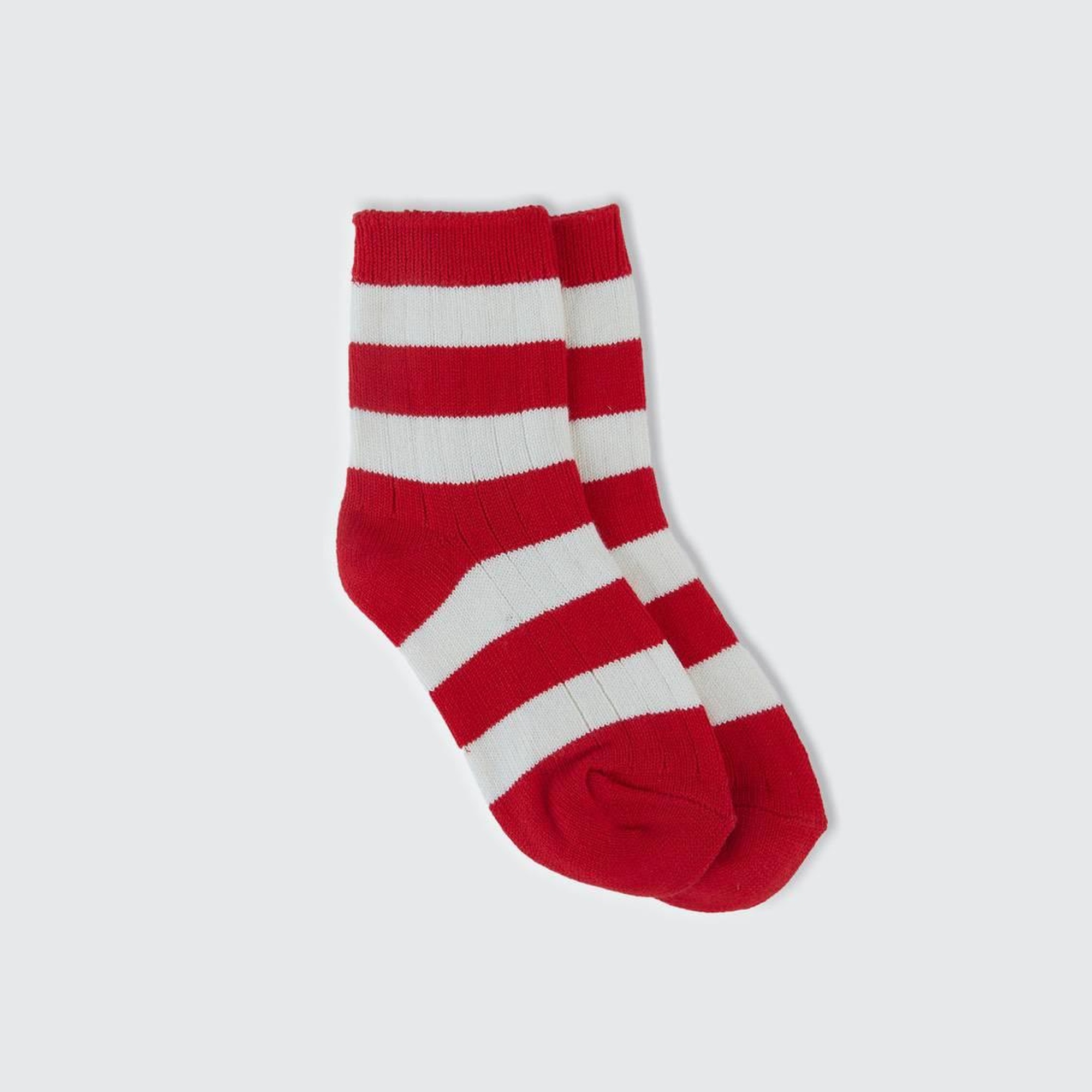 Erkek Çocuk Kırmızı Çizgili Çizgili Fitilli Uzun Soket Çorap