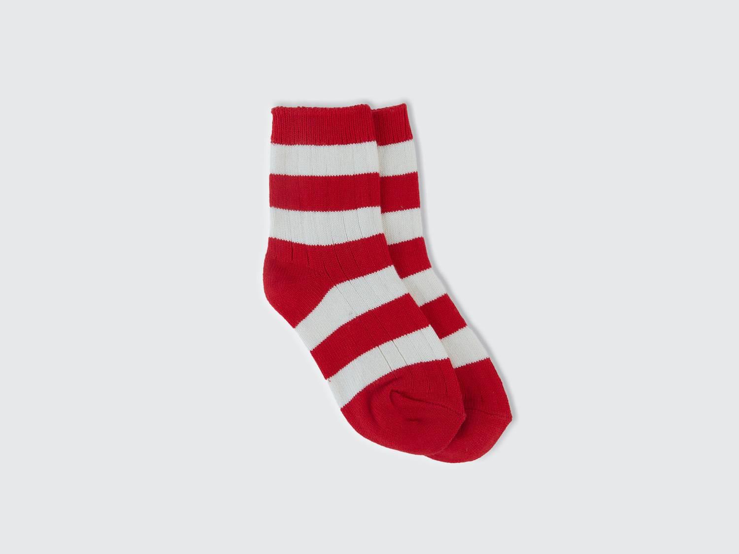  Erkek Çocuk Kırmızı Çizgili Çizgili Fitilli Uzun Soket Çorap