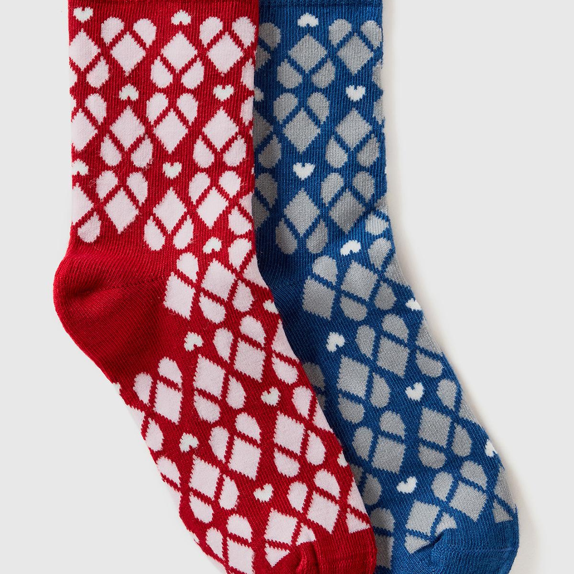 Erkek Çocuk Kırmızı Mix Desenli 2'li Uzun Soket Çorap Seti
