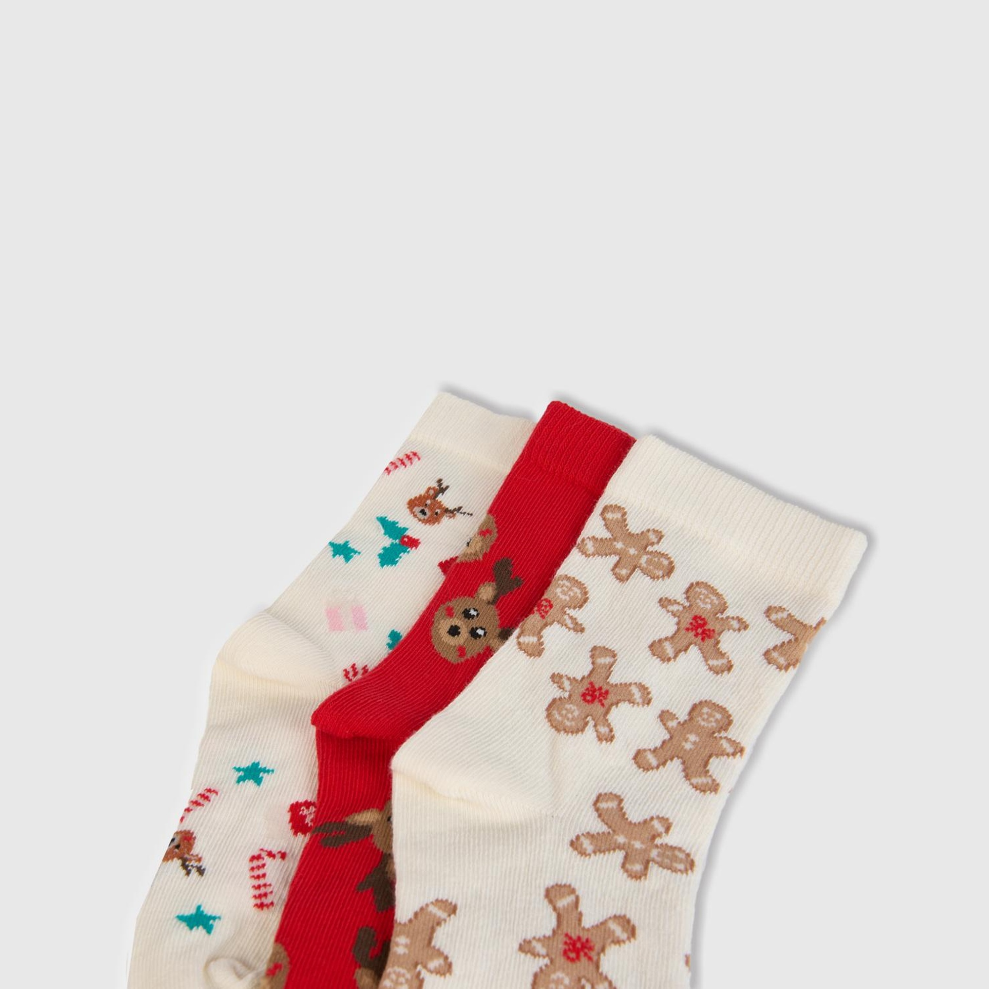 Erkek Çocuk Beyaz Mix Desenli 3'lü Uzun Soket Çorap Seti