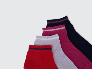  Erkek Çocuk Kırmızı Mix Logo Baskılı 4'lü Patik Çorap Seti