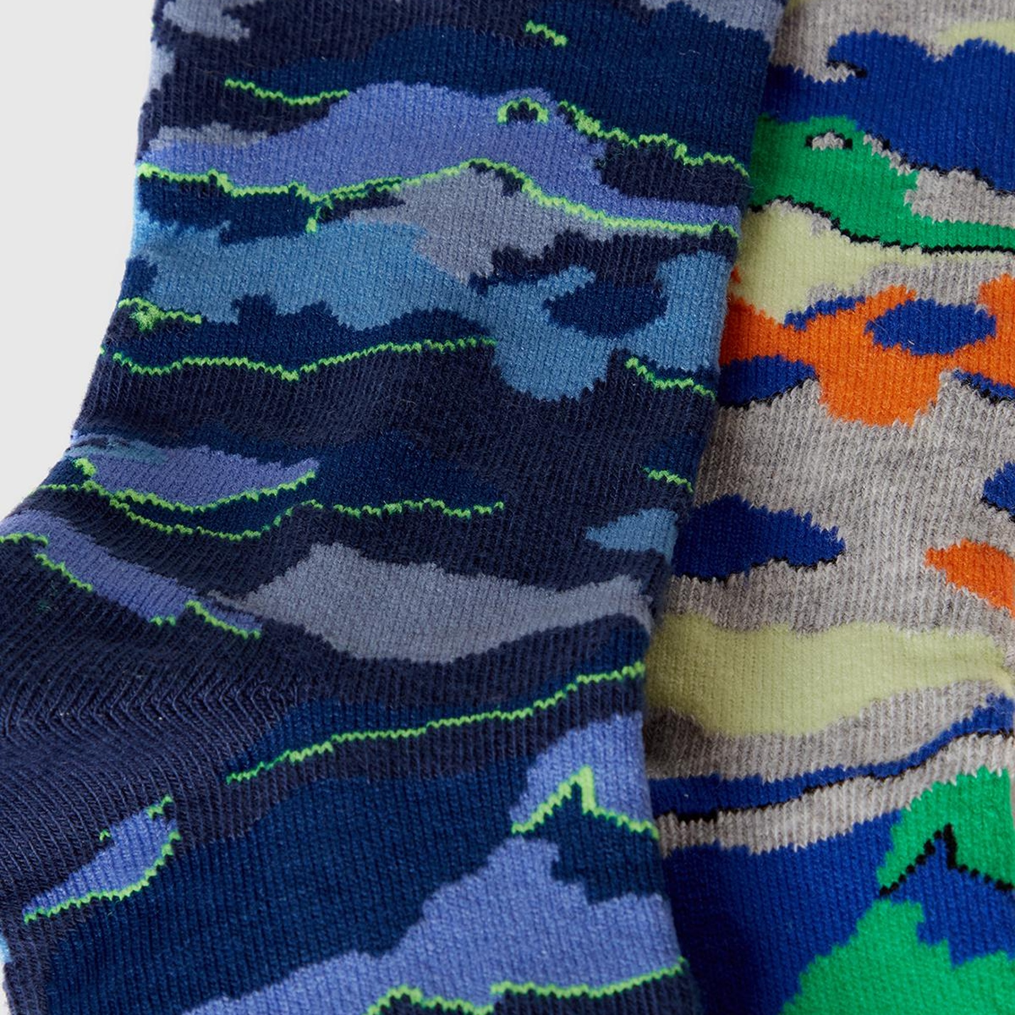 Erkek Çocuk Lacivert Mix Desenli 2'li Uzun Soket Çorap Seti