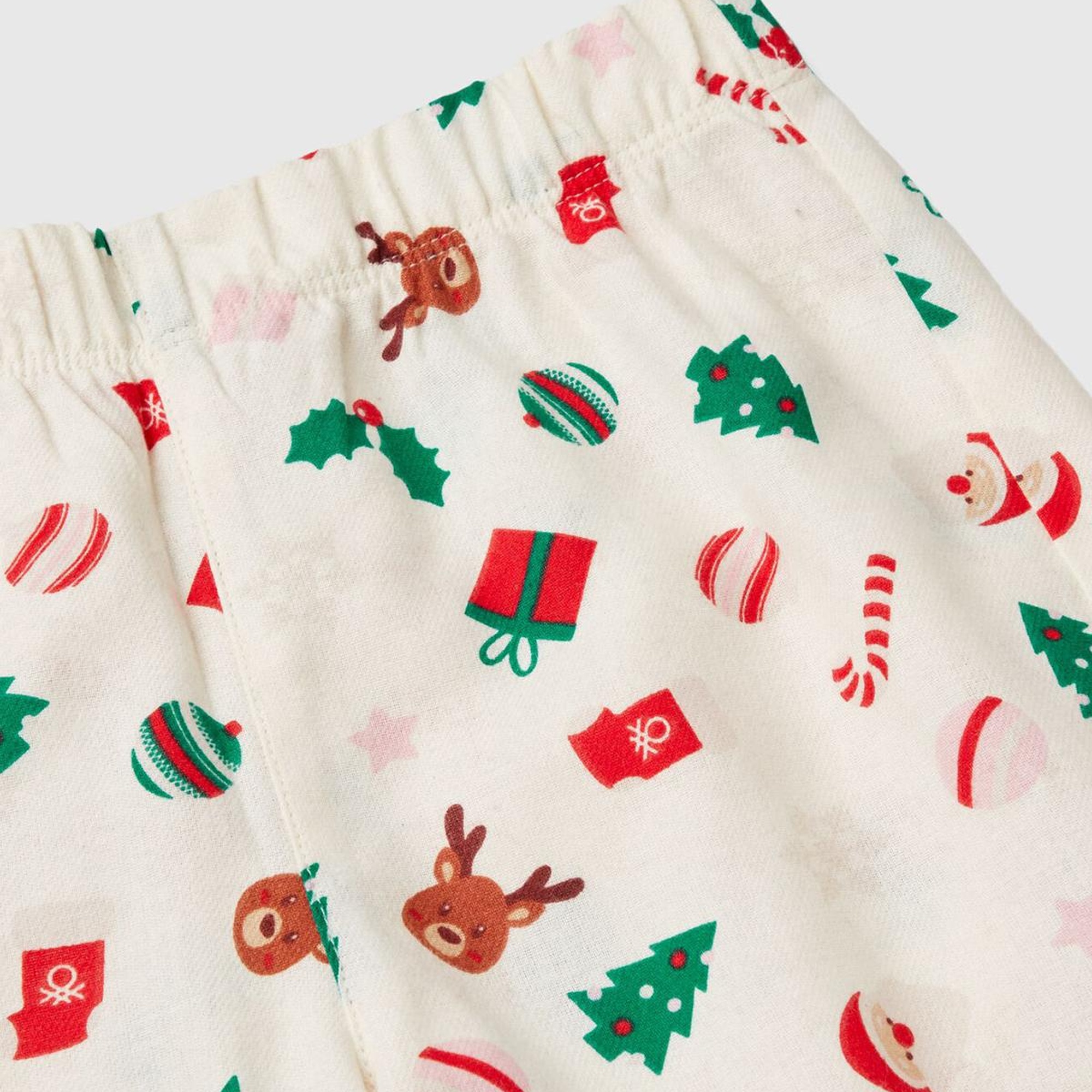 Erkek Çocuk Beyaz Tamamı Desenli Göğüs Cepli Altı Elastik Belli Pijama Takımı