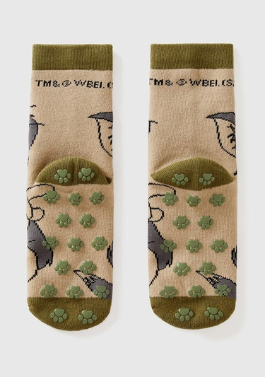  Erkek Çocuk Haki Tom ve Jerry Baskılı Uzun Soket Çorap