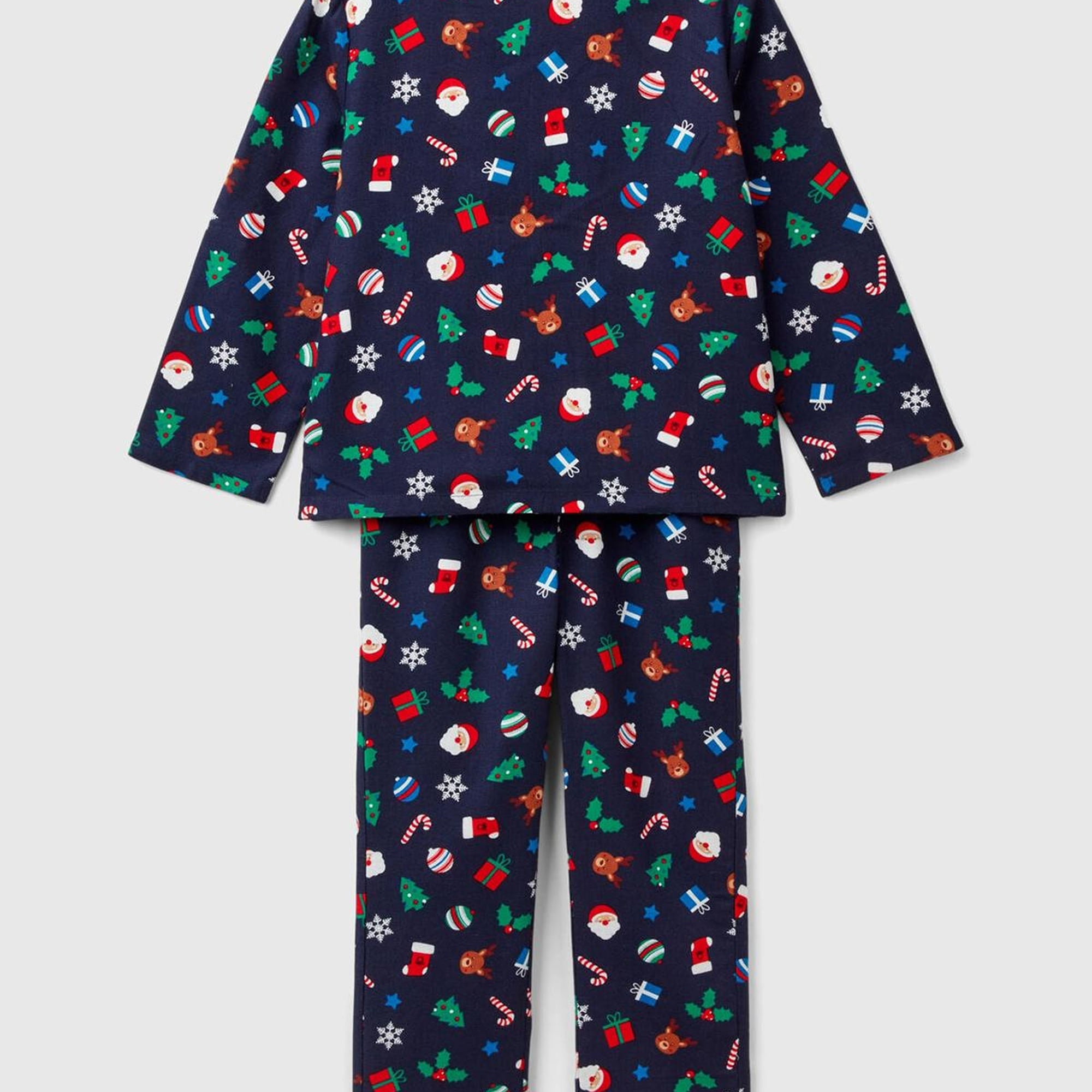 Erkek Çocuk Lacivert Tamamı Desenli Göğüs Cepli Altı Elastik Belli Pijama Takımı