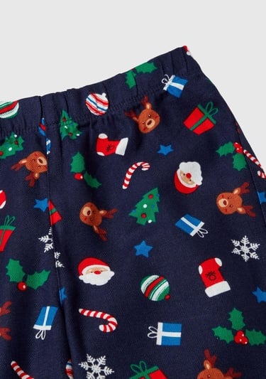  Erkek Çocuk Lacivert Tamamı Desenli Göğüs Cepli Altı Elastik Belli Pijama Takımı