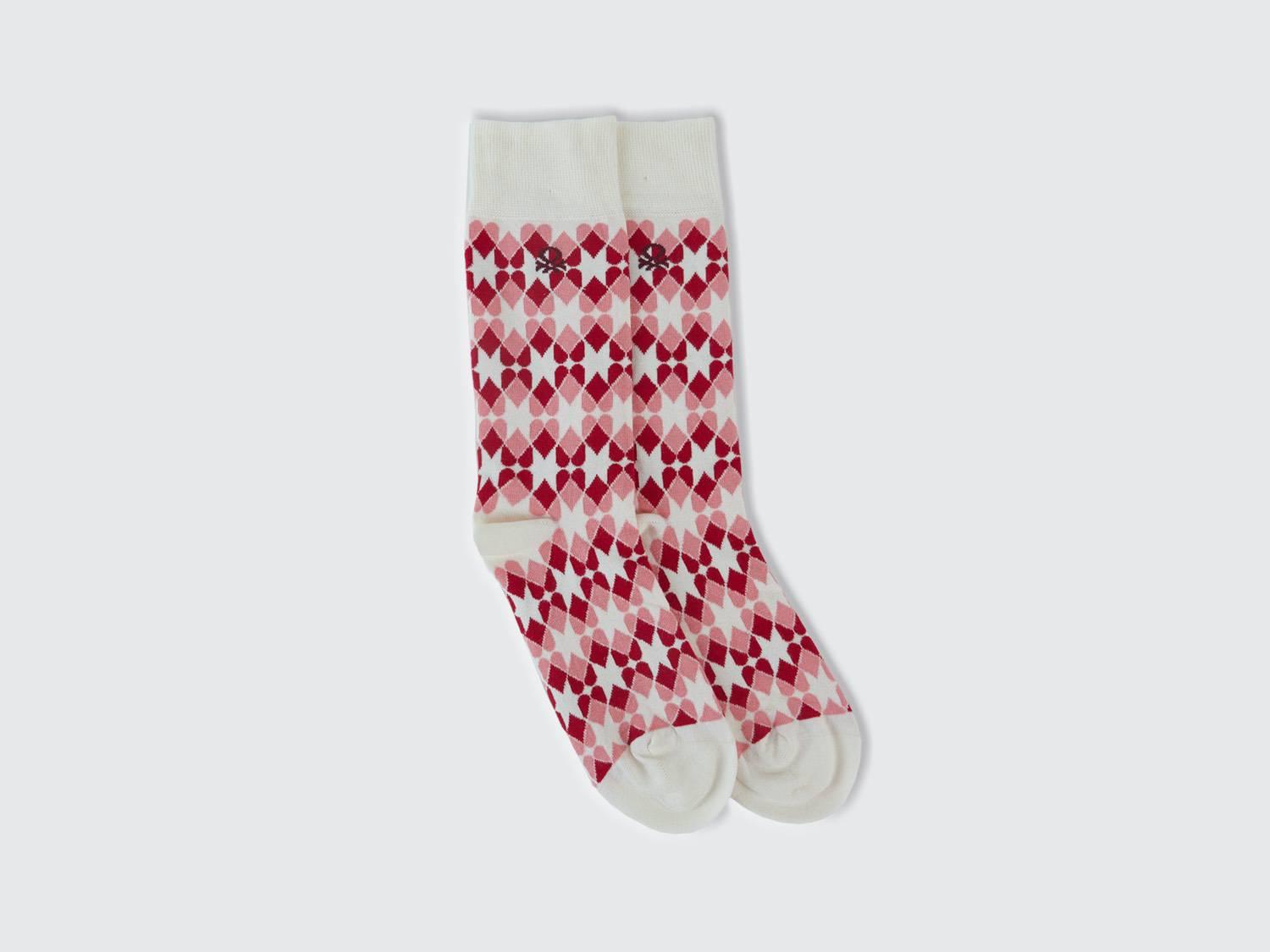  Unisex Kırmızı Desenli Çorap