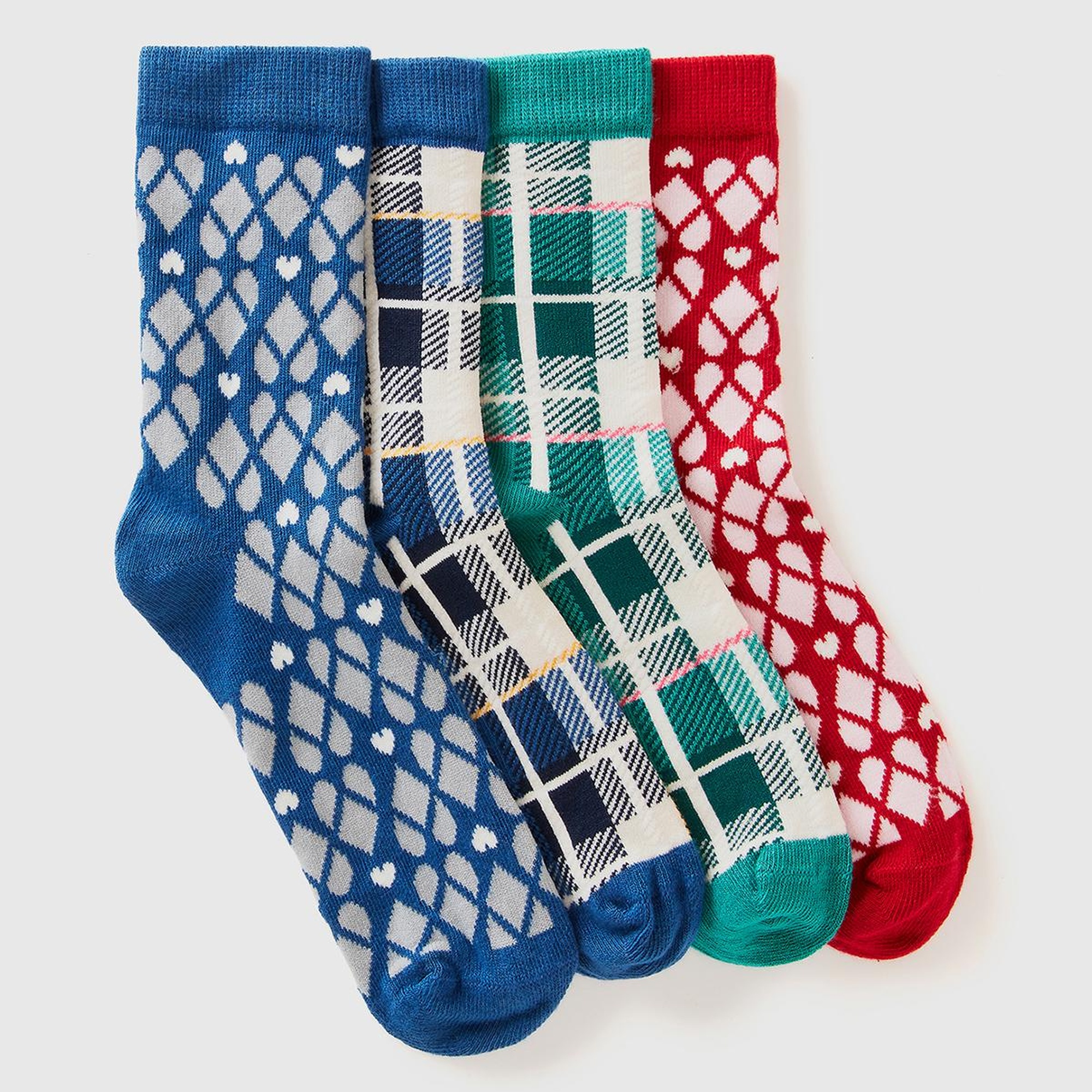 Erkek Çocuk Yeşil Mix Desenli 4'lü Uzun Soket Çorap Seti