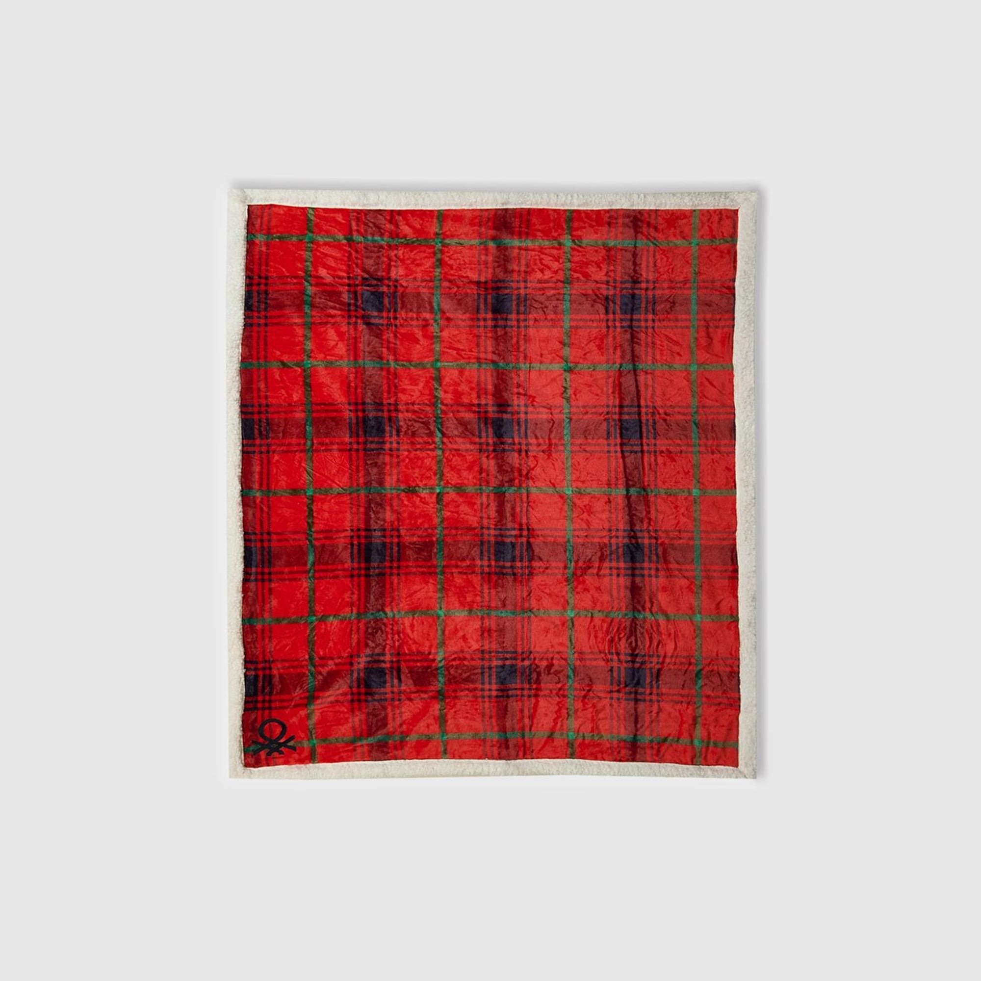 Unisex Kırmızı Ucu Logo Baskılı Tamamı Desenli Yumuşak Kenarlı Battaniye