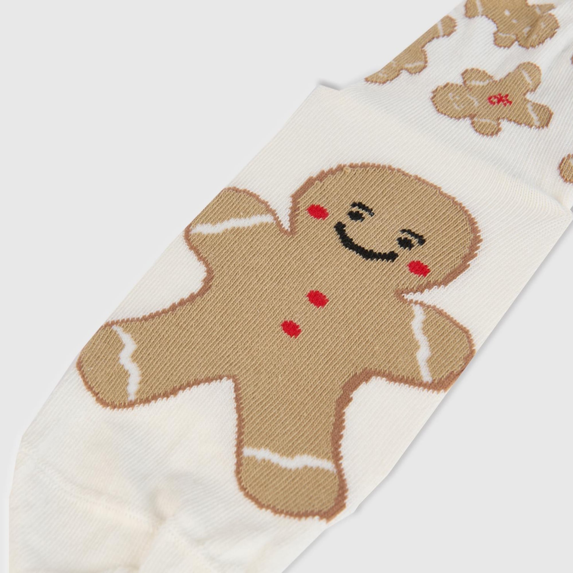 Unisex Beyaz Desenli Bilek Detaylı Çorap