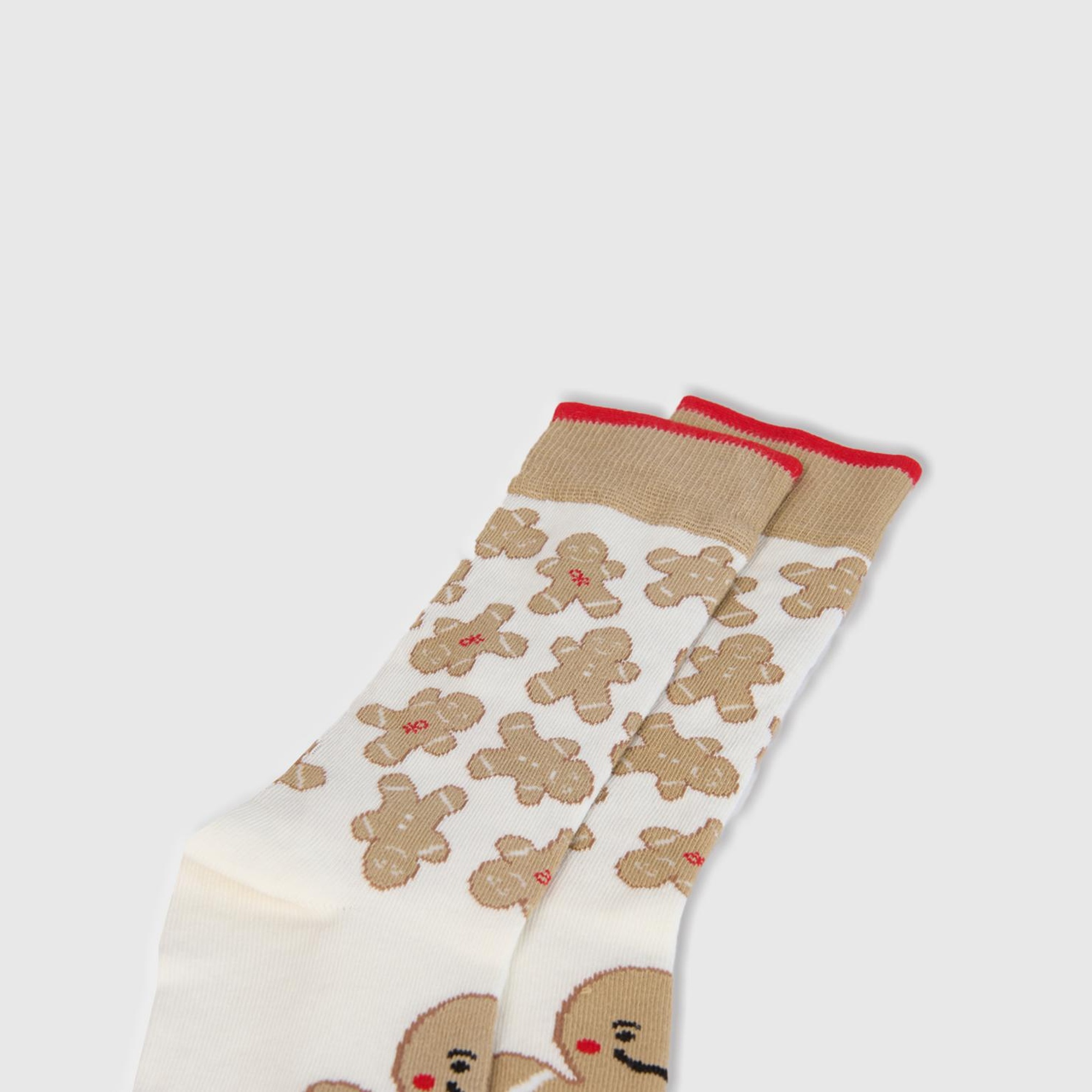 Unisex Beyaz Desenli Bilek Detaylı Çorap