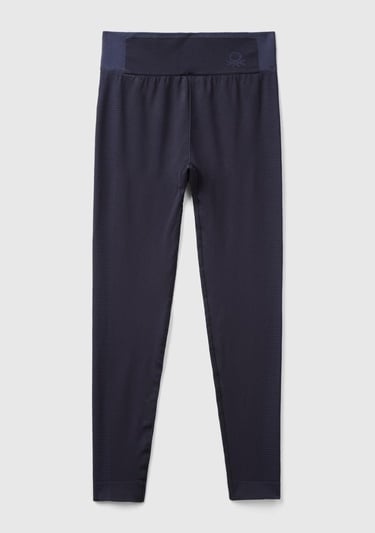  Kadın Koyu Lacivert Önü Logo İşlemeli Push-Up Sporcu Taytı