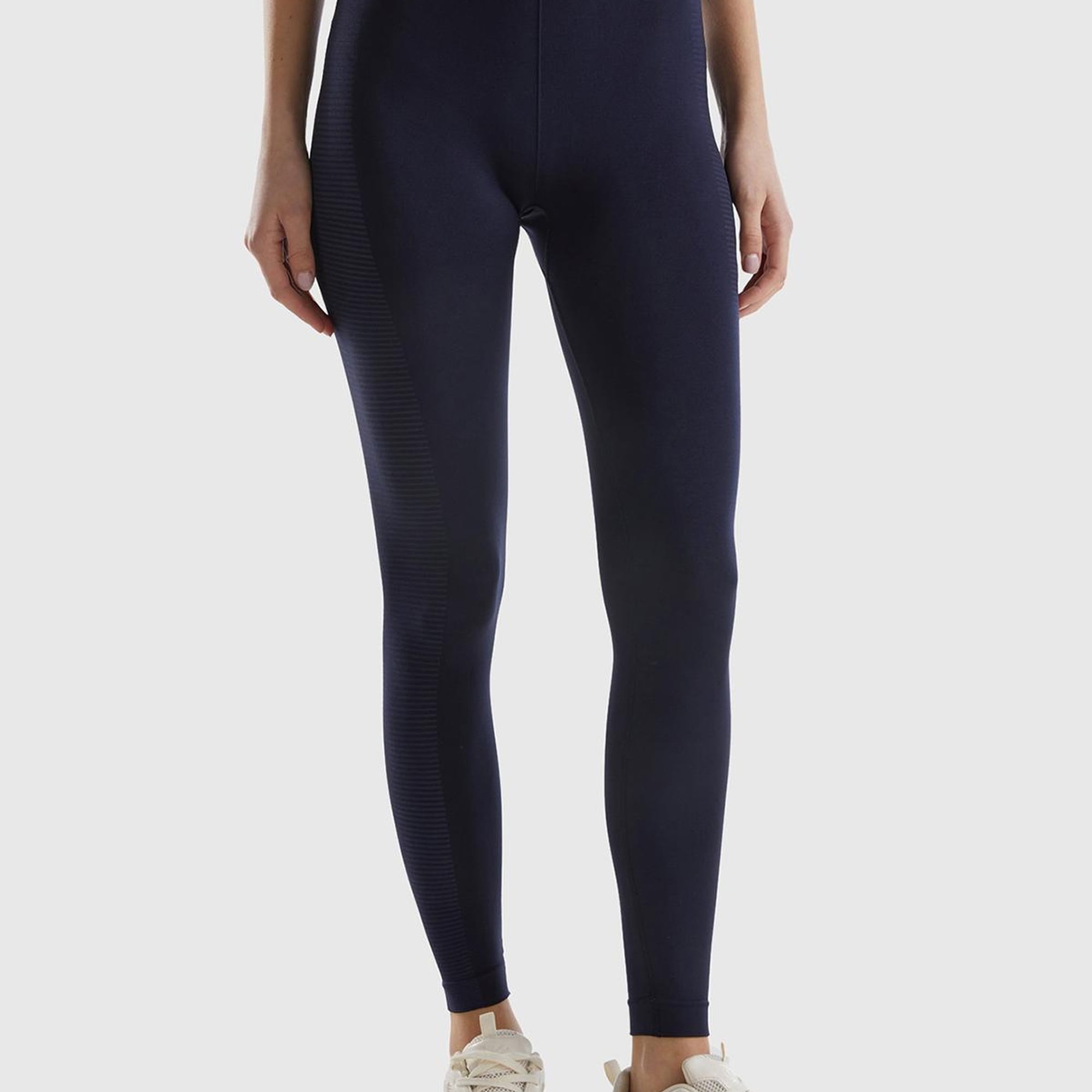 Kadın Koyu Lacivert Önü Logo İşlemeli Push-Up Sporcu Taytı