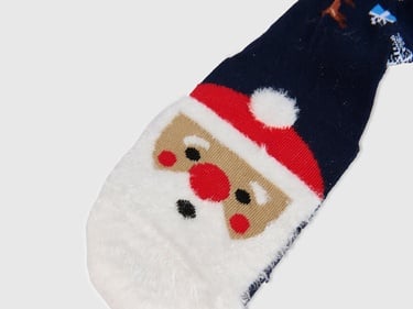  Unisex Lacivert Desenli Bilek Detaylı Çorap