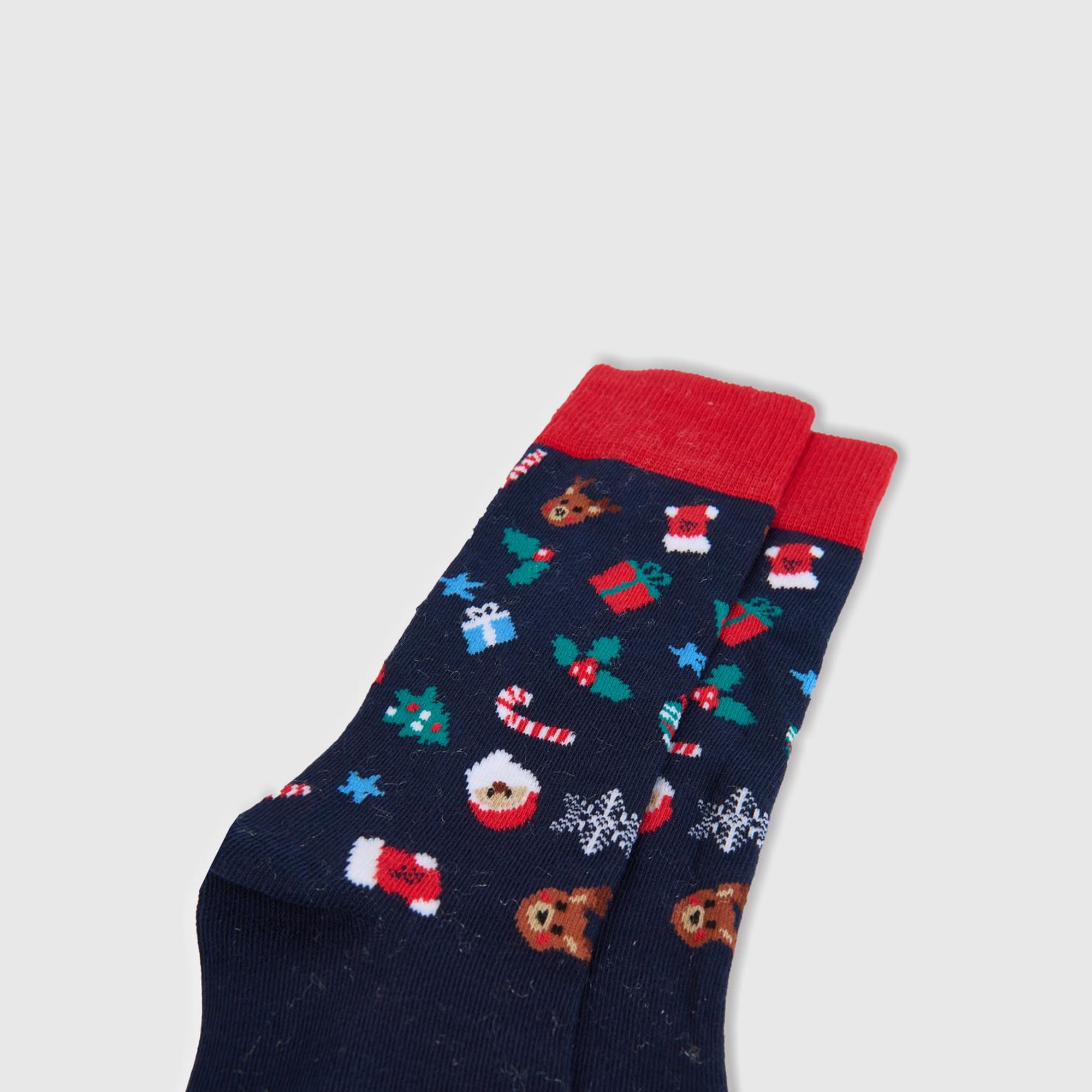 Unisex Lacivert Desenli Bilek Detaylı Çorap