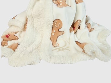  Unisex Beyaz Ucu Logo Baskılı Tamamı Desenli Yumuşak Kenarlı Battaniye