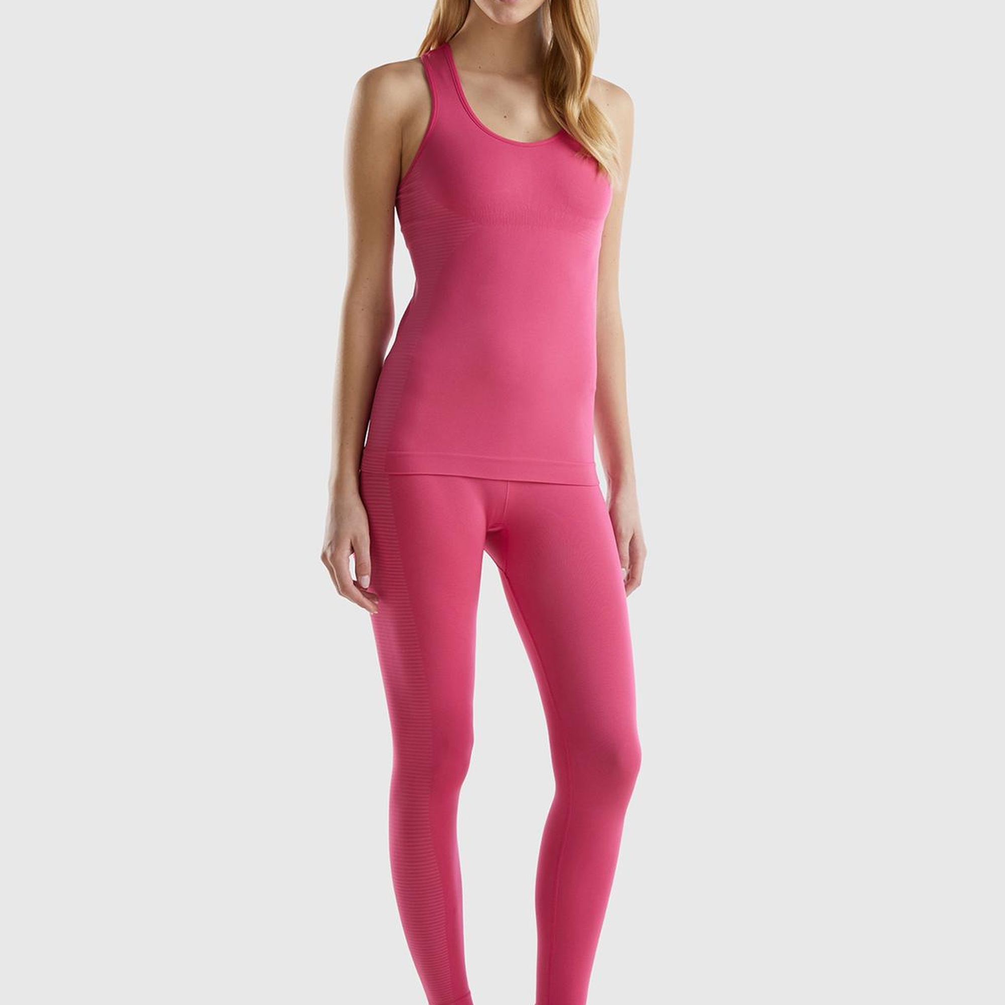 Kadın Fuşya Önü Logo İşlemeli Push-Up Sporcu Taytı