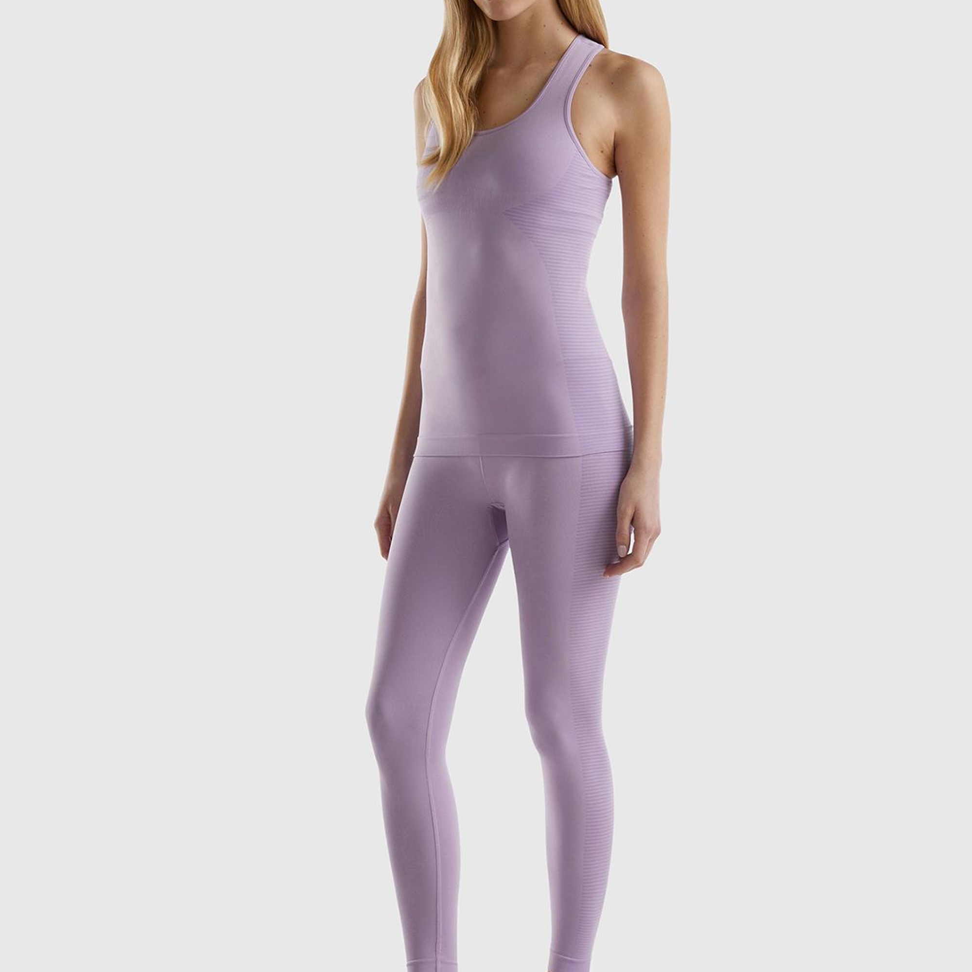 Kadın Lila Önü Logo İşlemeli Push-Up Sporcu Taytı