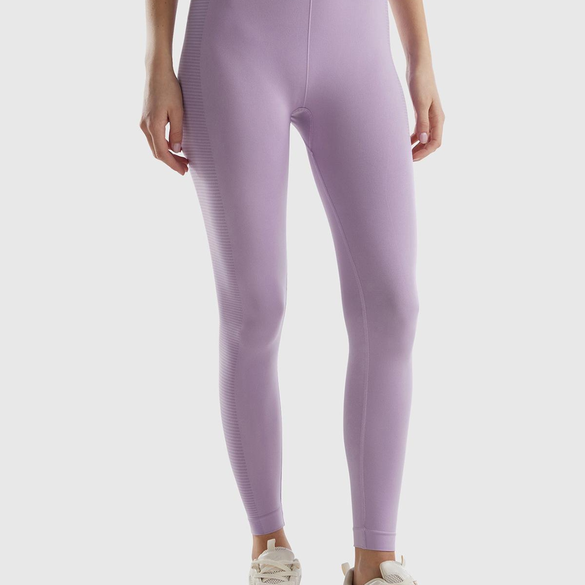 Kadın Lila Önü Logo İşlemeli Push-Up Sporcu Taytı