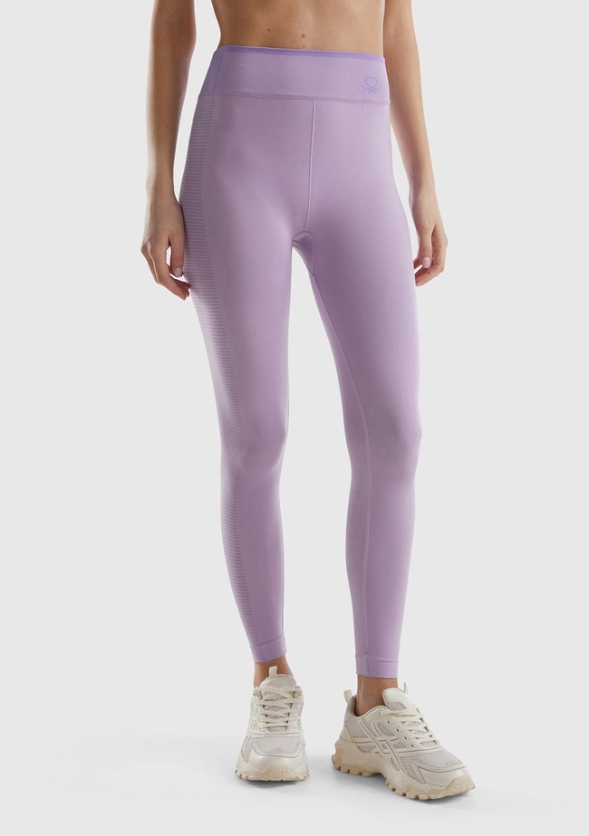  Kadın Lila Önü Logo İşlemeli Push-Up Sporcu Taytı