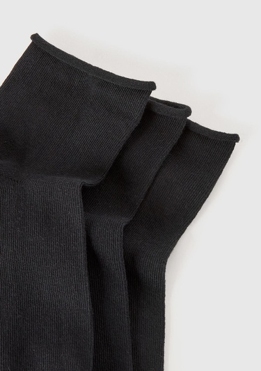 Kadın Siyah Mix Pamuk Karışımlı Renkli 3'lü Kısa Çorap Seti