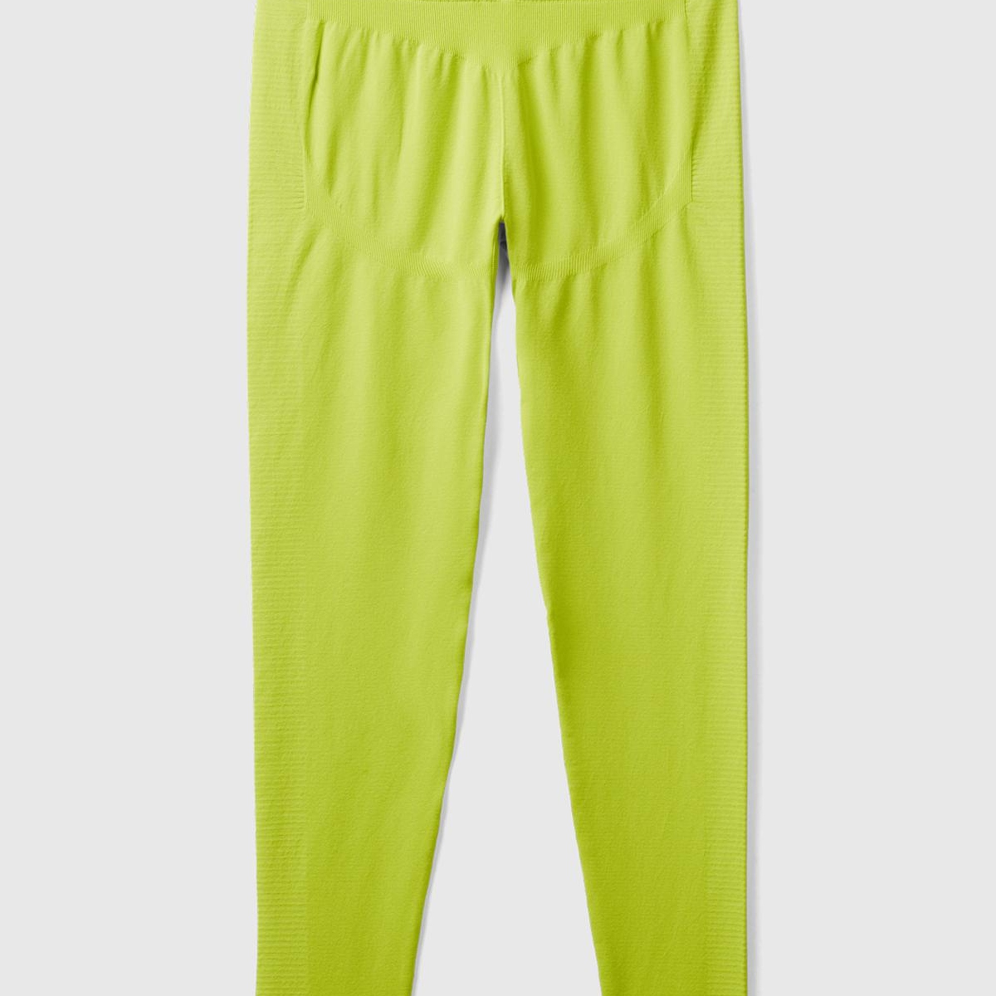 Kadın Neon Yeşil Önü Logo İşlemeli Push-Up Sporcu Taytı