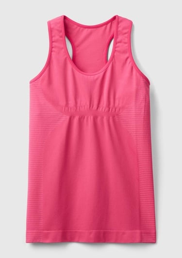  Kadın Fuşya Arkası Logo İşlemeli Askı Detaylı Destekli Sporcu Üst