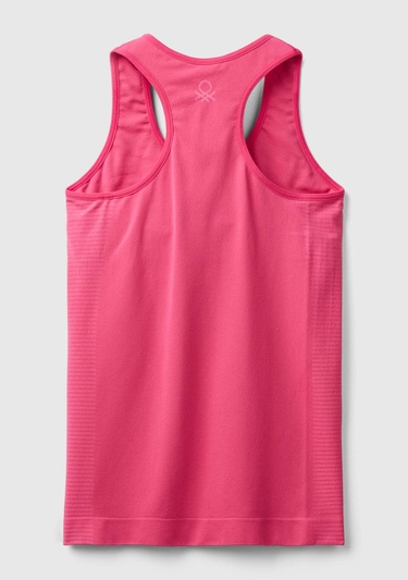  Kadın Fuşya Arkası Logo İşlemeli Askı Detaylı Destekli Sporcu Üst