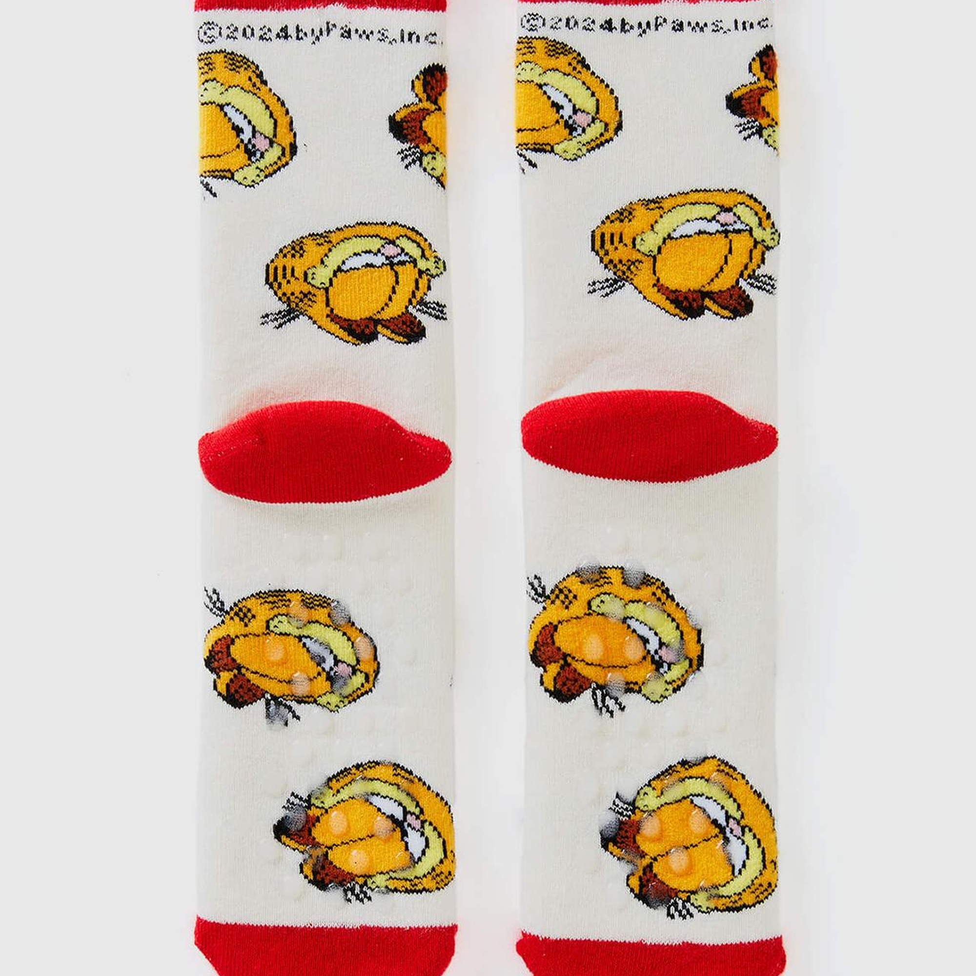 Erkek Çocuk Beyaz Garfield Baskılı Uzun Soket Çorap