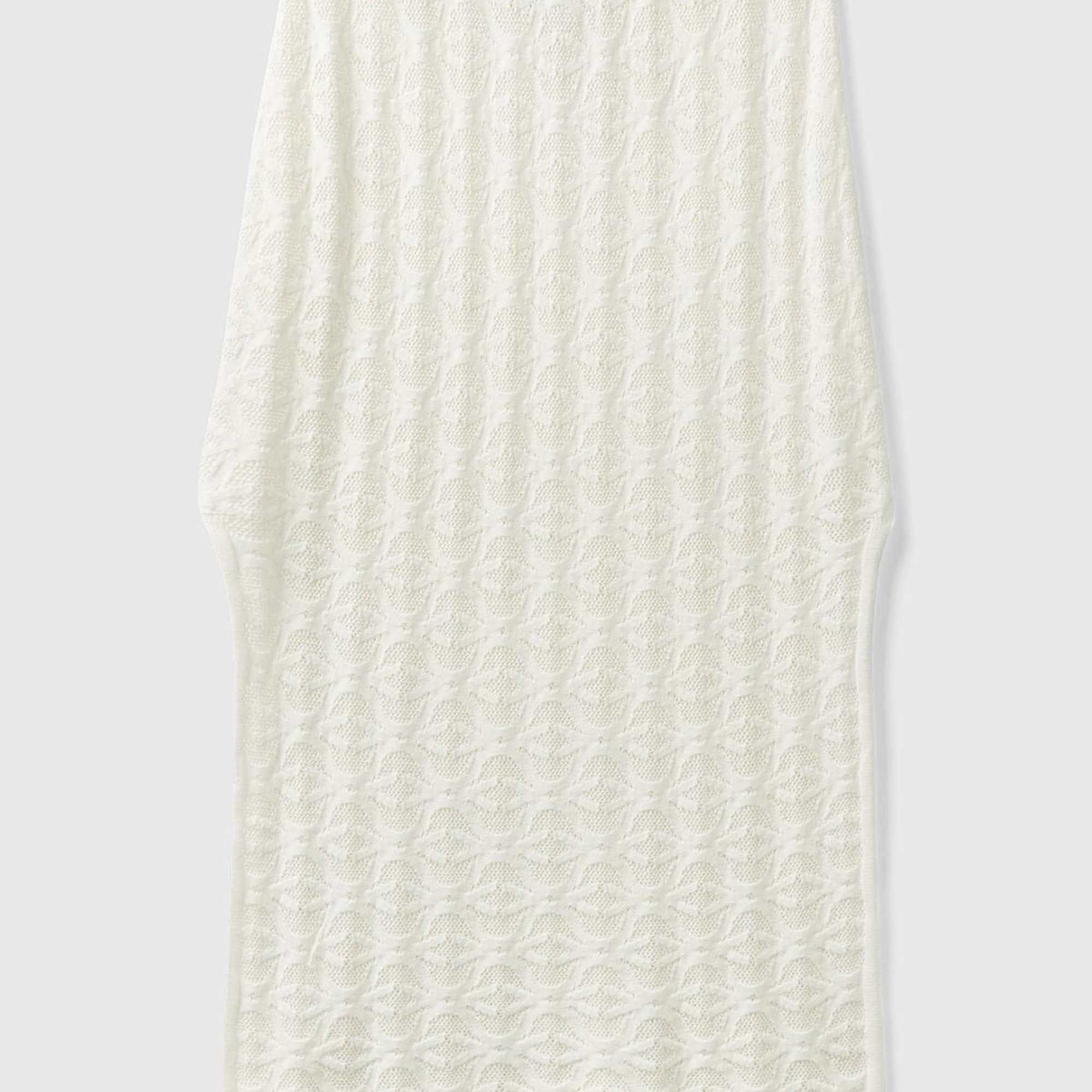 Kadın Krem %100 Pamuk Tamamı Desenli Yanlardan Yırtmaçlı Uzun Etek