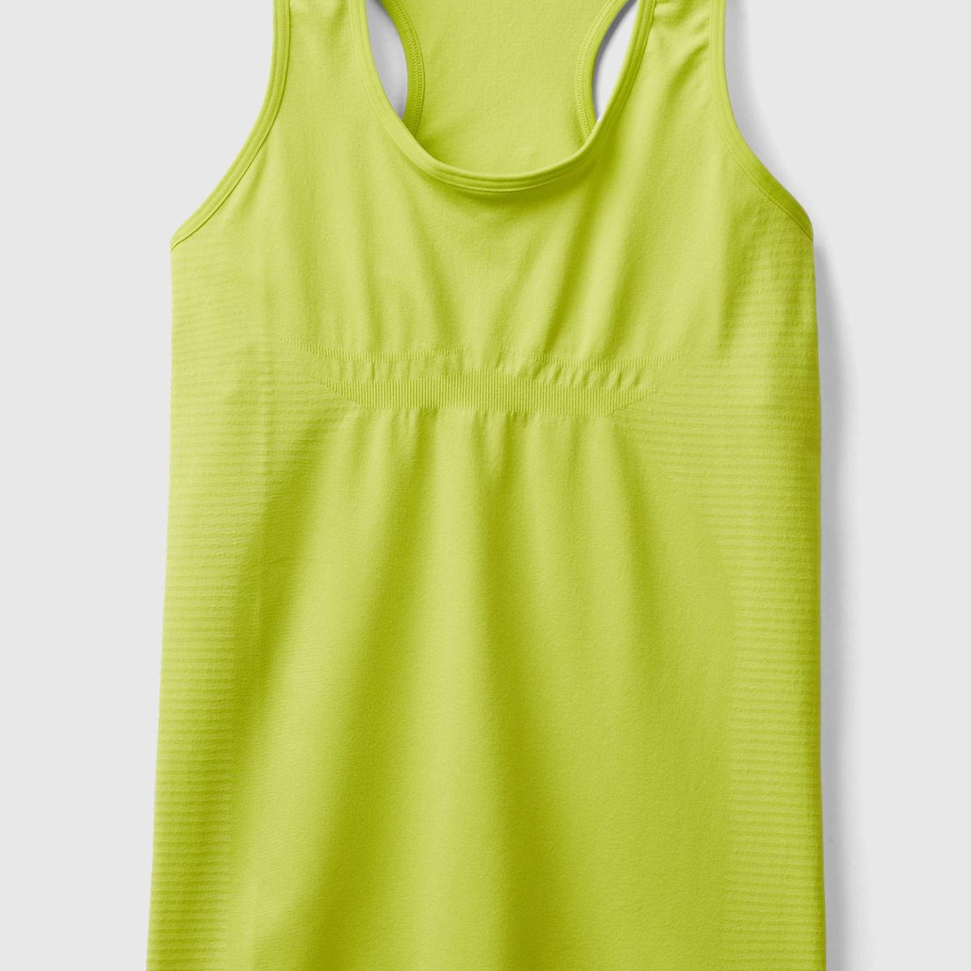 Kadın Neon Yeşil Arkası Logo İşlemeli Askı Detaylı Destekli Sporcu Üst