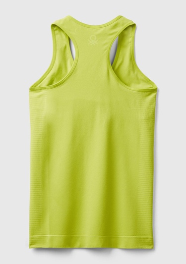  Kadın Neon Yeşil Arkası Logo İşlemeli Askı Detaylı Destekli Sporcu Üst