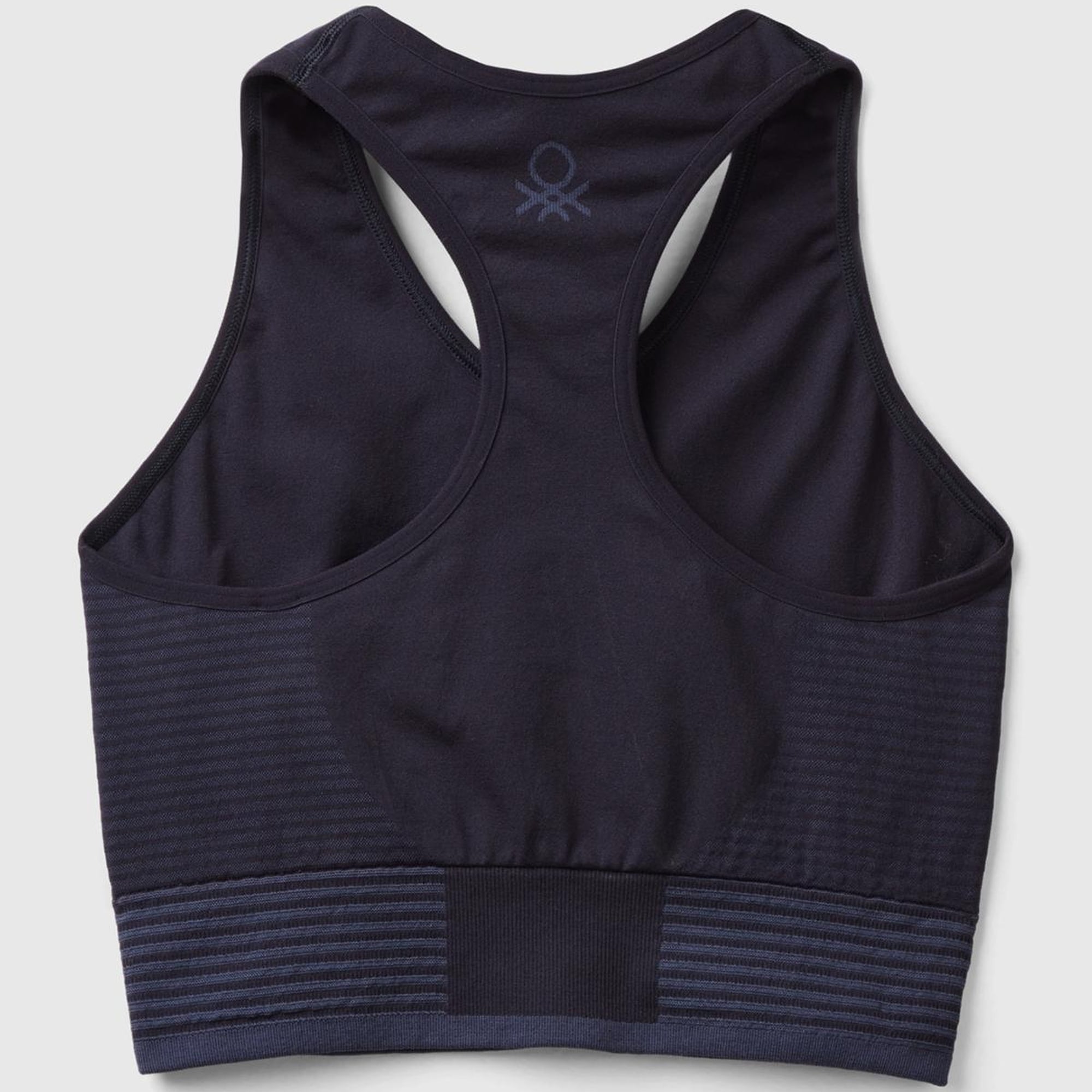 Kadın Koyu Lacivert Arkası Logo İşlemeli Askı Detaylı Destekli Sporcu Crop Üst