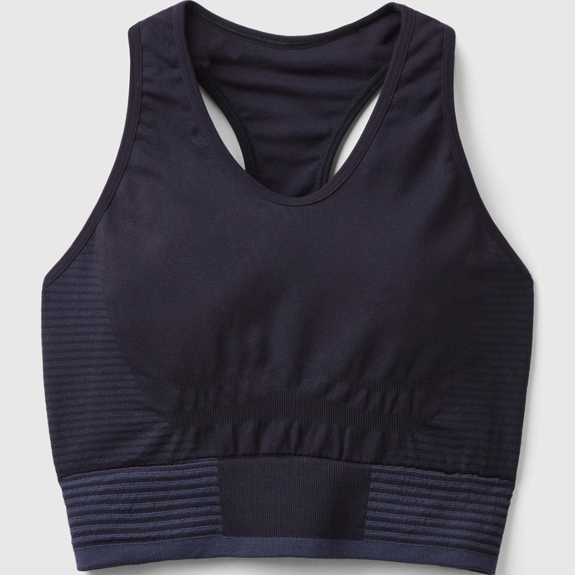 Kadın Koyu Lacivert Arkası Logo İşlemeli Askı Detaylı Destekli Sporcu Crop Üst