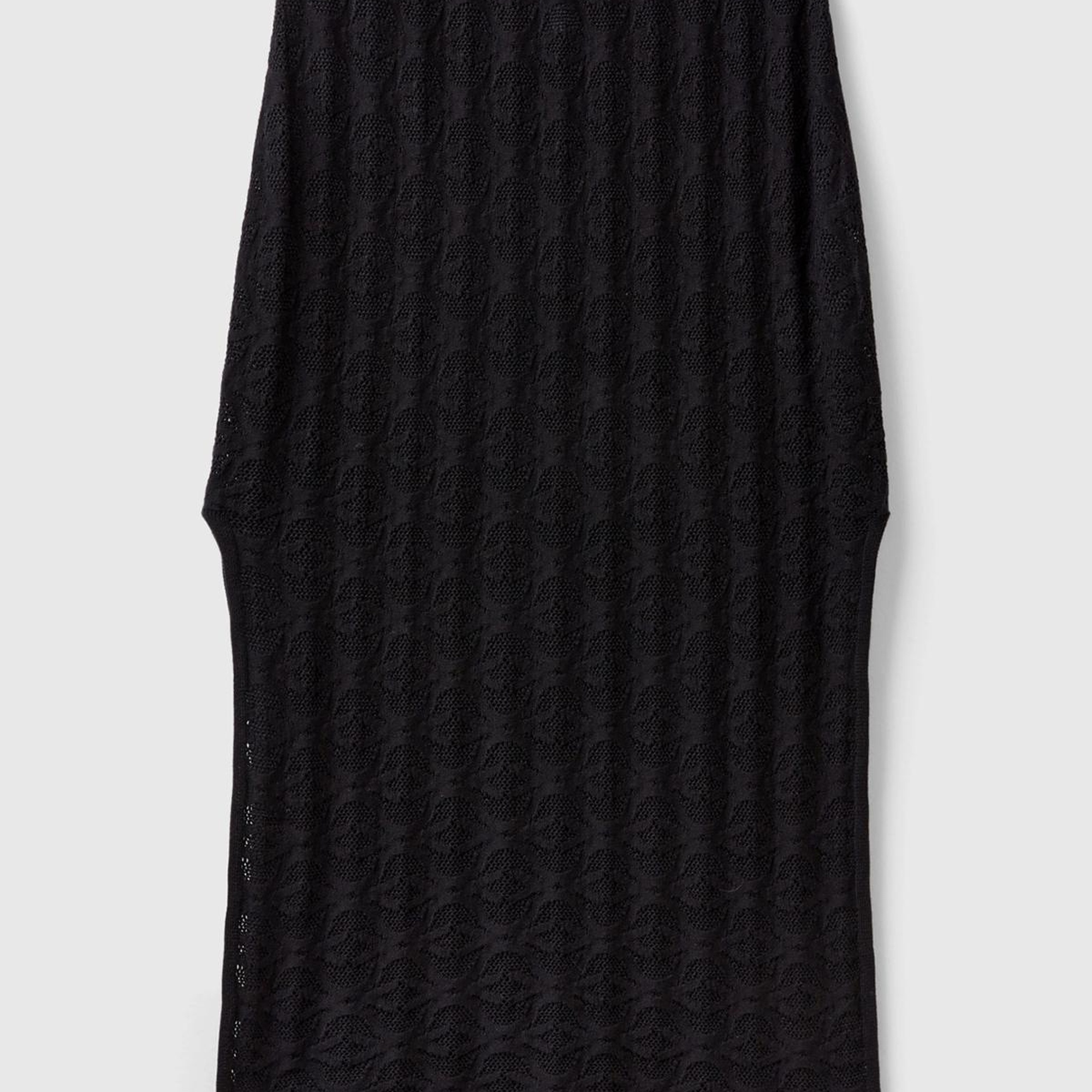 Kadın Siyah %100 Pamuk Tamamı Desenli Yanlardan Yırtmaçlı Uzun Etek