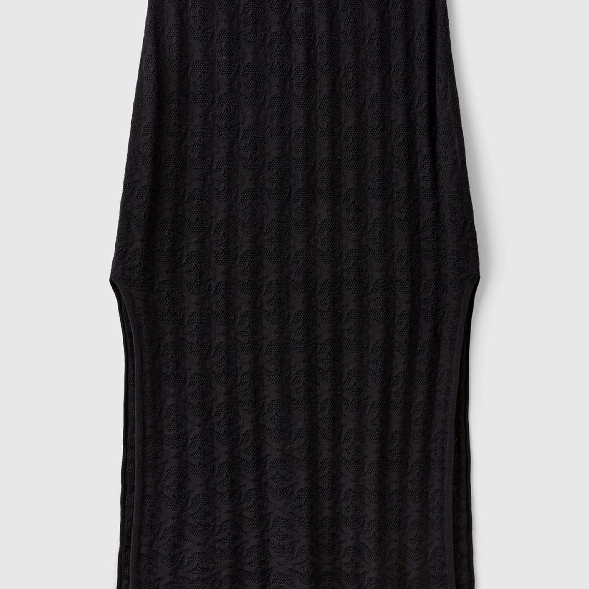 Kadın Siyah %100 Pamuk Tamamı Desenli Yanlardan Yırtmaçlı Uzun Etek