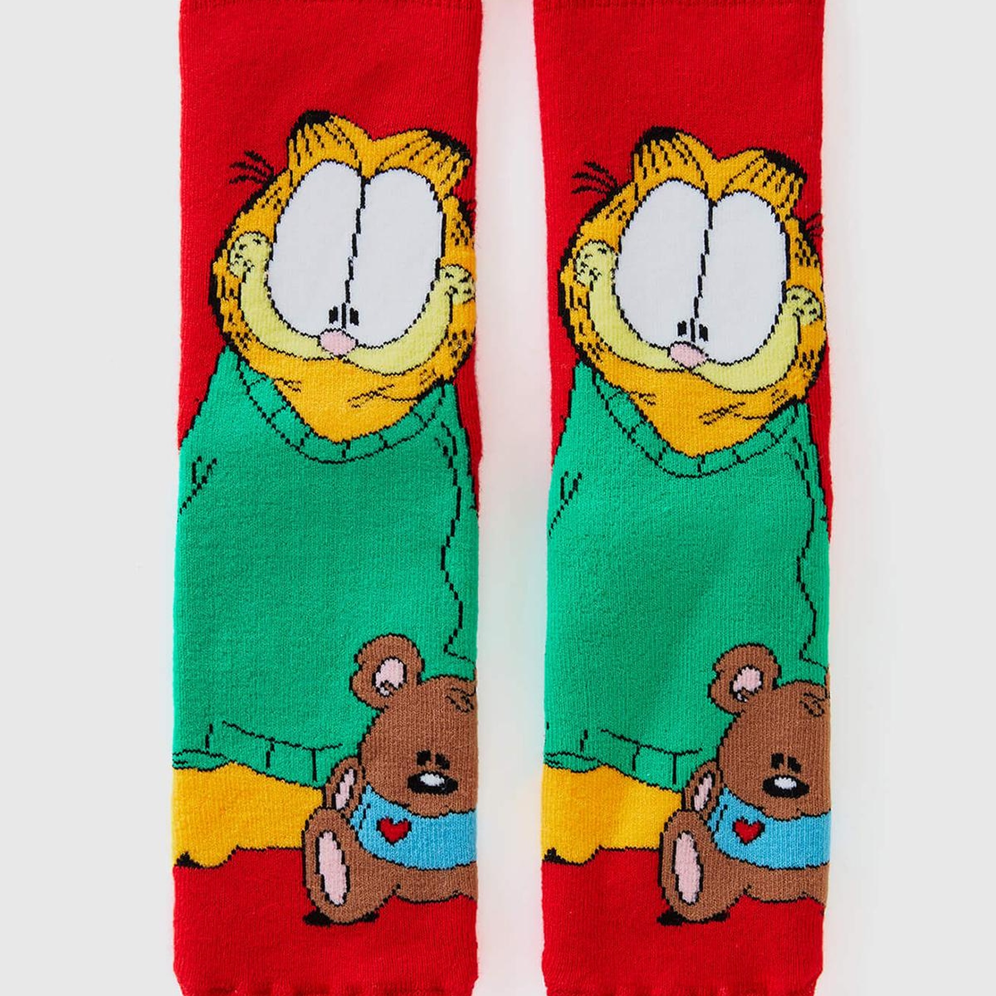 Erkek Çocuk Kırmızı Garfield Baskılı Uzun Soket Çorap