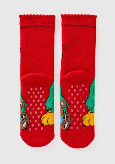  Erkek Çocuk Kırmızı Garfield Baskılı Uzun Soket Çorap