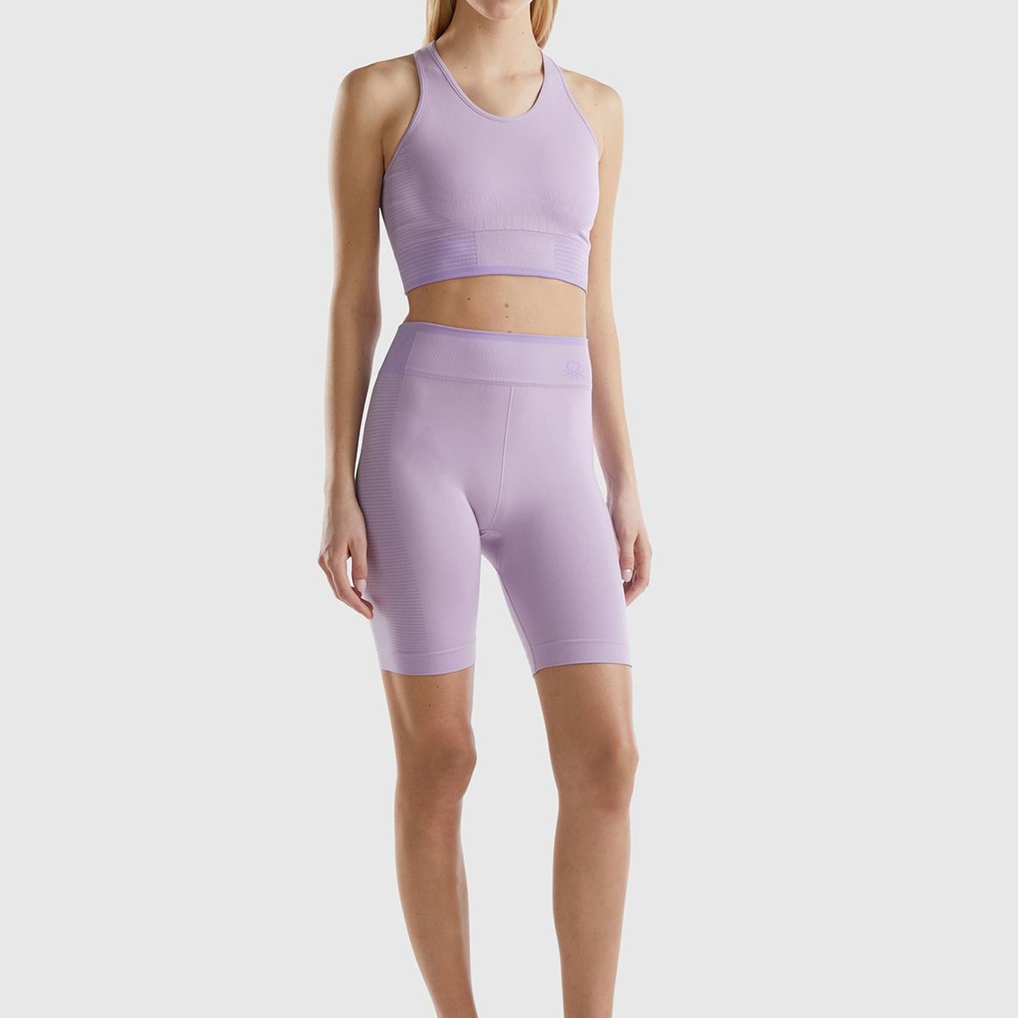 Kadın Lila Arkası Logo İşlemeli Askı Detaylı Destekli Sporcu Crop Üst