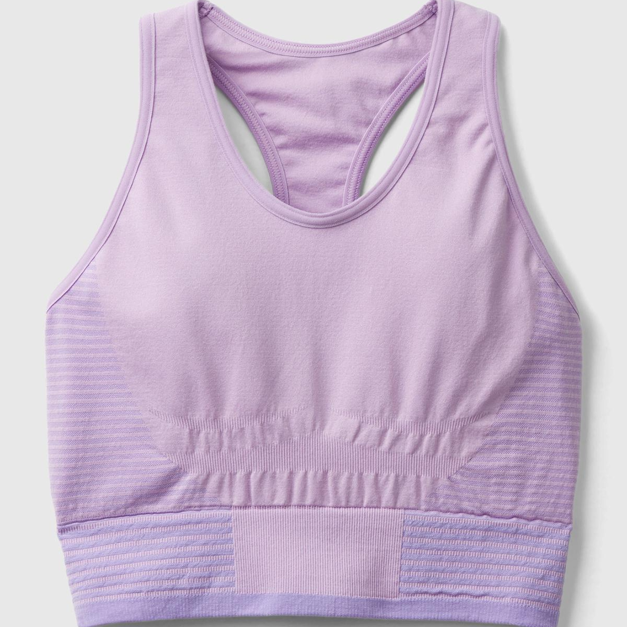 Kadın Lila Arkası Logo İşlemeli Askı Detaylı Destekli Sporcu Crop Üst