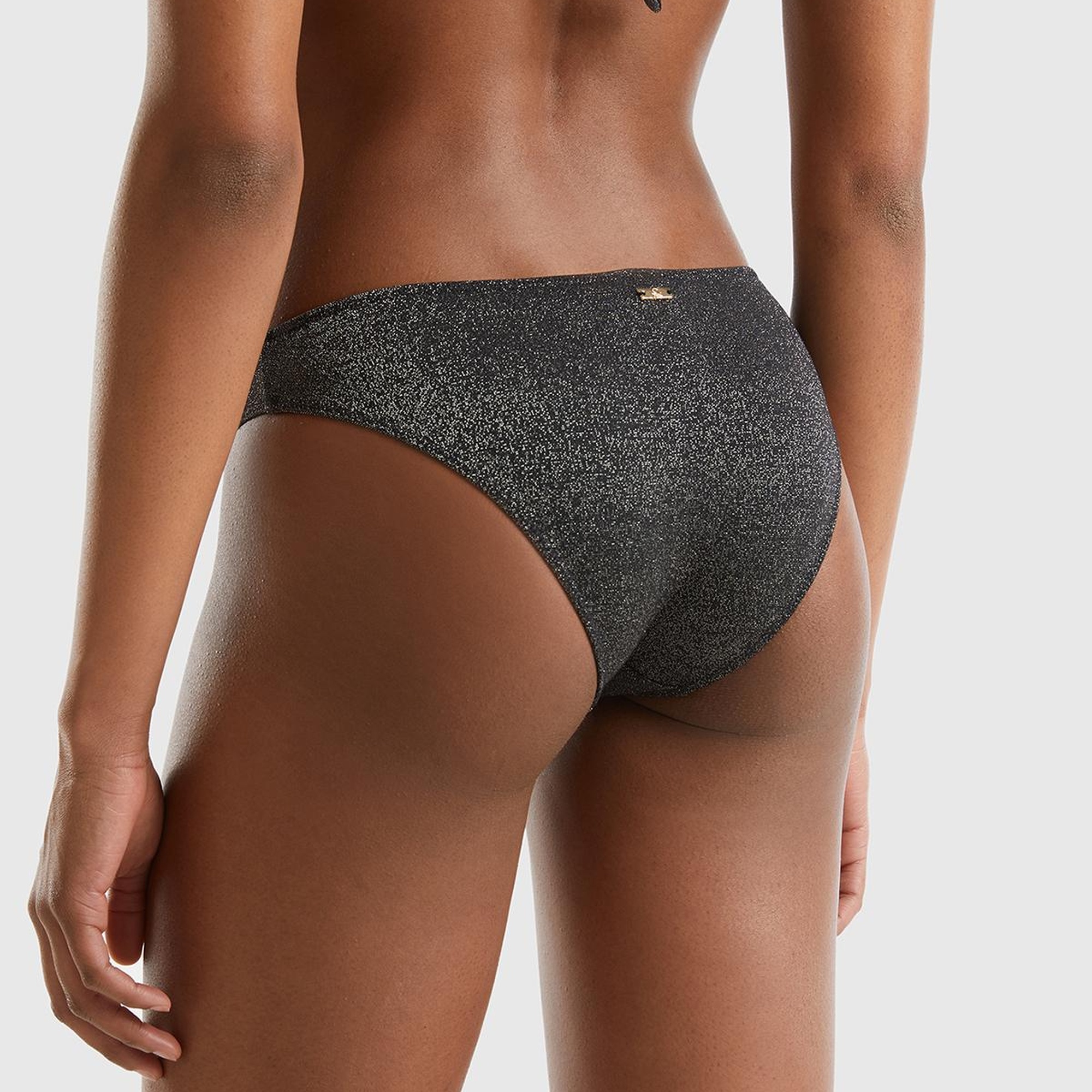 Kadın Siyah Arkası Logo İşlemeli Bikini Altı