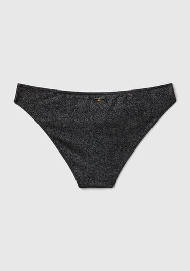  Kadın Siyah Arkası Logo İşlemeli Bikini Altı