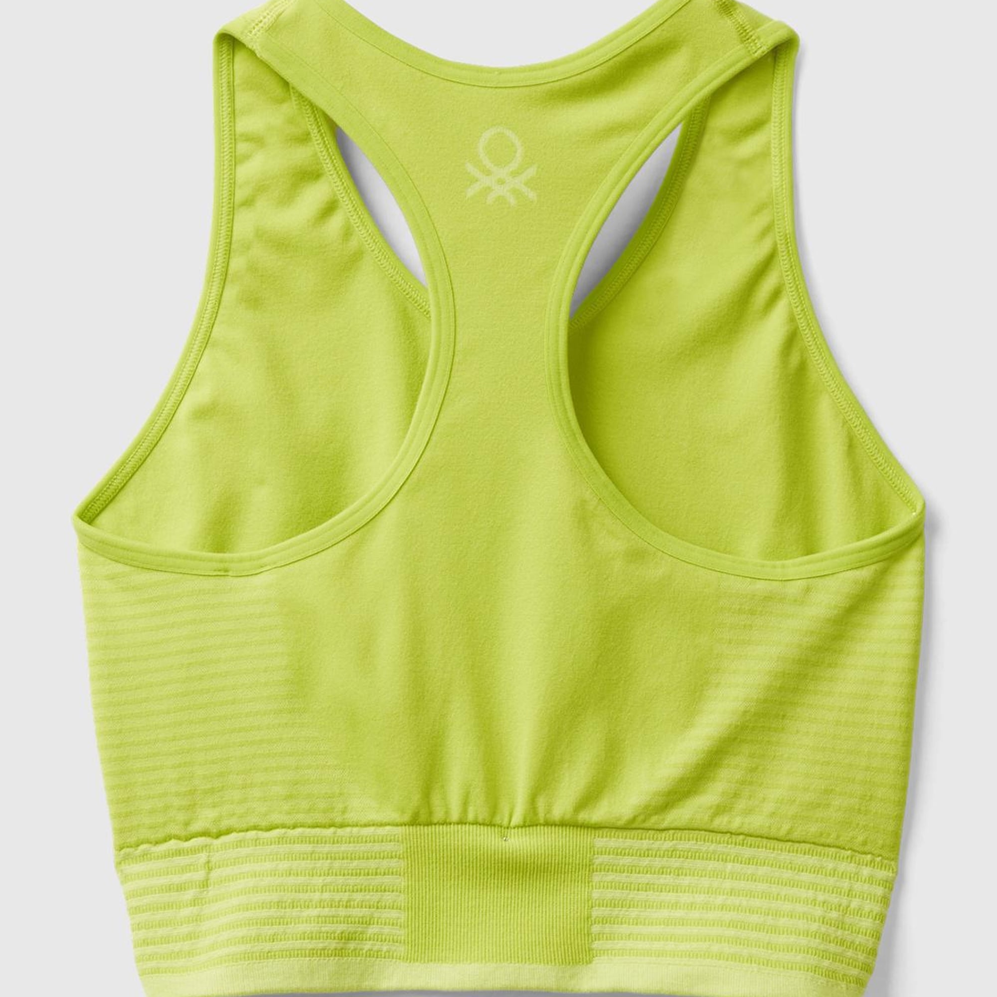 Kadın Neon Yeşil Arkası Logo İşlemeli Askı Detaylı Destekli Sporcu Crop Üst