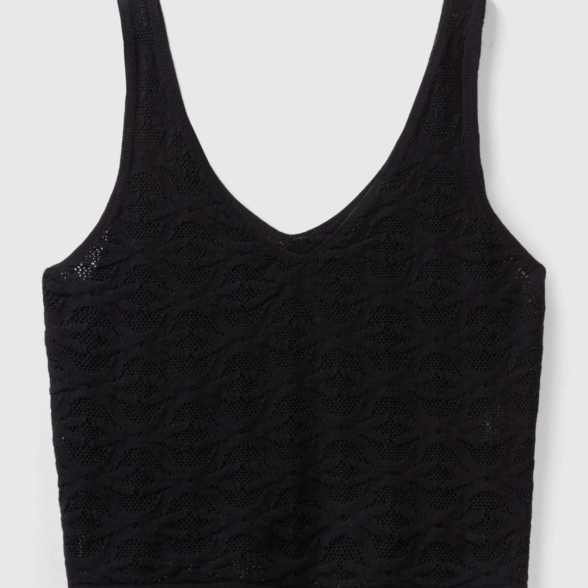 Kadın Siyah %100 Pamuk Tamamı Desenli Derin V Yaka Sıfır Kol Bluz