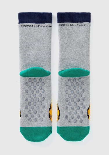  Erkek Çocuk Gri Garfield Baskılı Uzun Soket Çorap