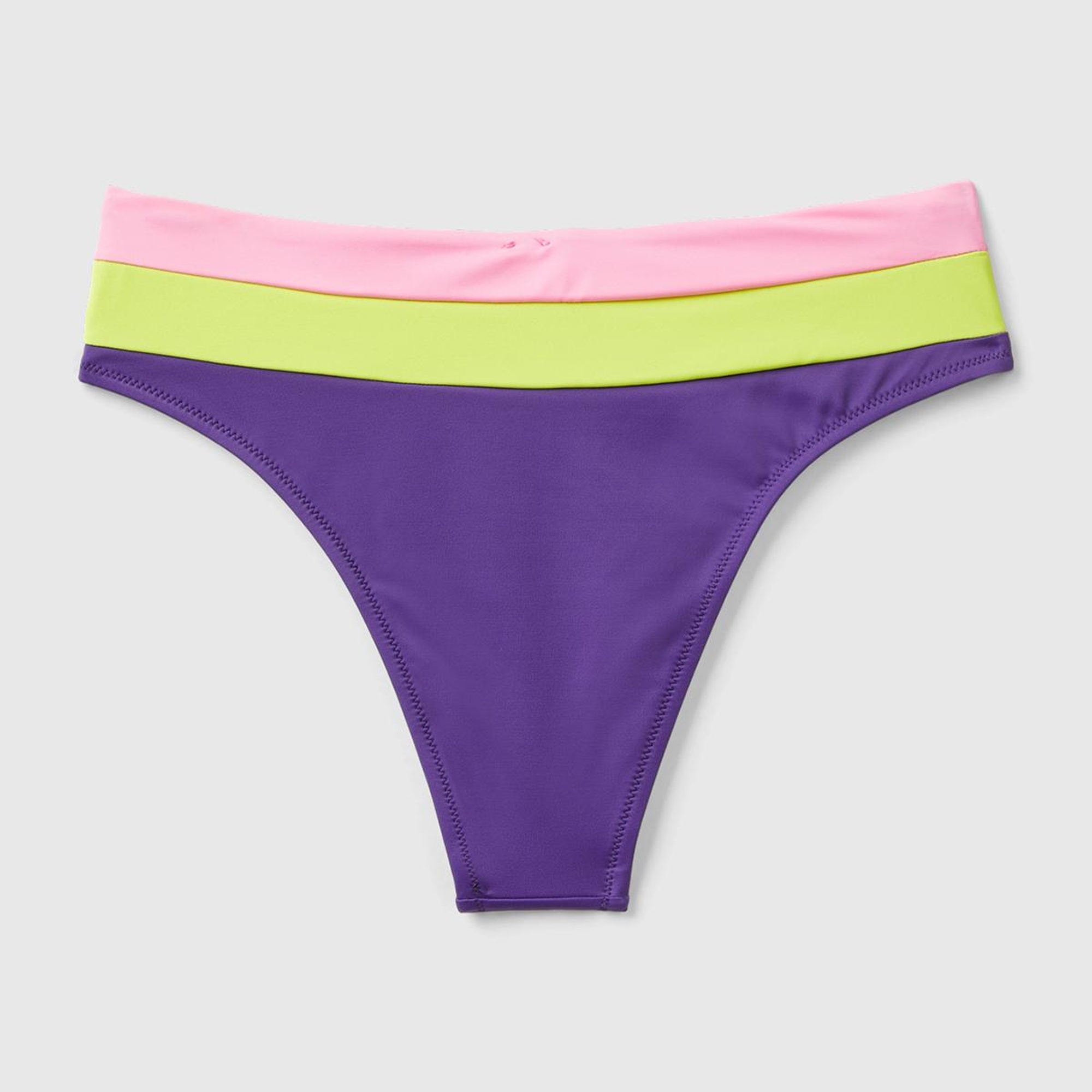 Kadın Mor Mix Renk Bloklu Brezilya Modeli Yüksek Bel Bikini Altı