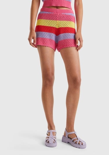  Kadın Mix Pamuk Karışımlı Beli Büzgülü Fırfır Detaylı Şort