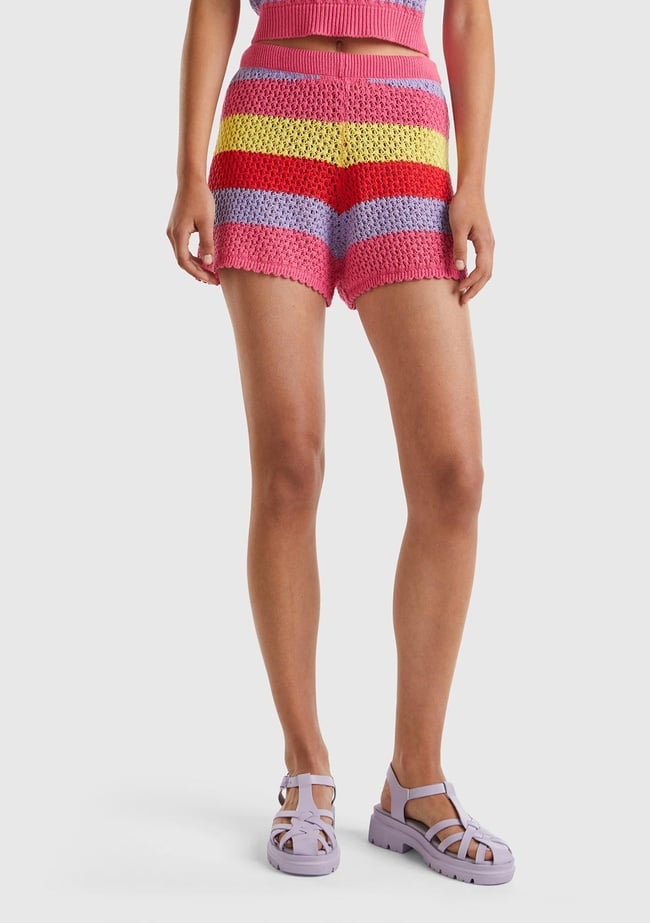  Kadın Mix Pamuk Karışımlı Beli Büzgülü Fırfır Detaylı Şort