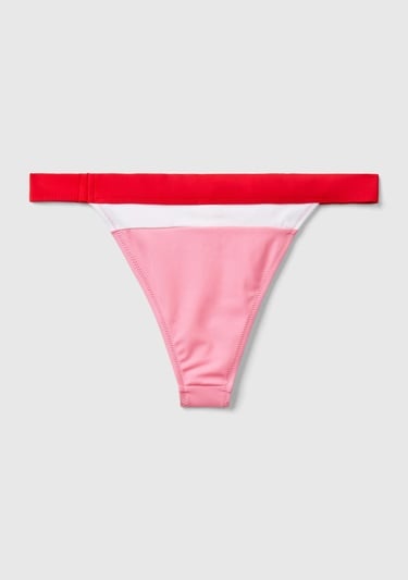  Kadın Pembe Mix Renk Bloklu Brezilya Modeli Normal Bel Bikini Altı